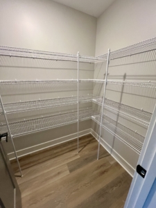 Interior of a closet with customized shelving